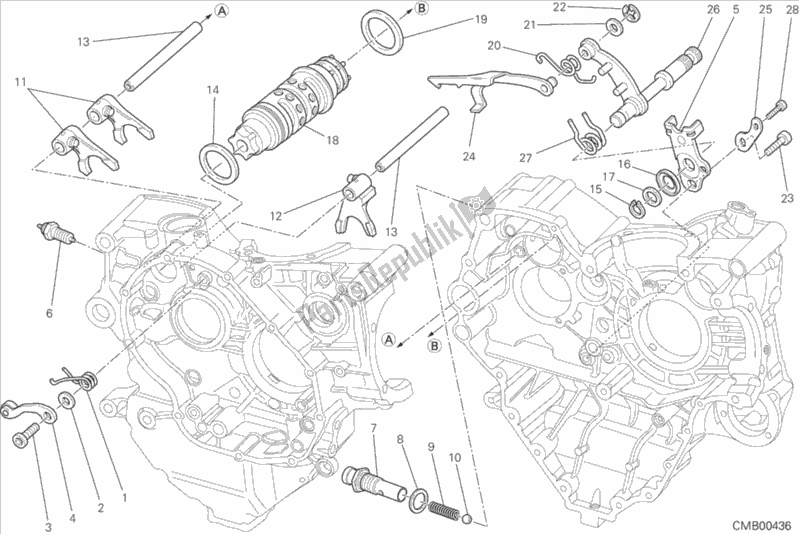 Alle onderdelen voor de Schakelnok - Vork van de Ducati Monster 1200 S Stripes 2015